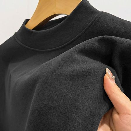 Double-Faced Fleece Half Turtleneck Men's Long-Sleeved T-Shirt Warm Bottoming Shirt